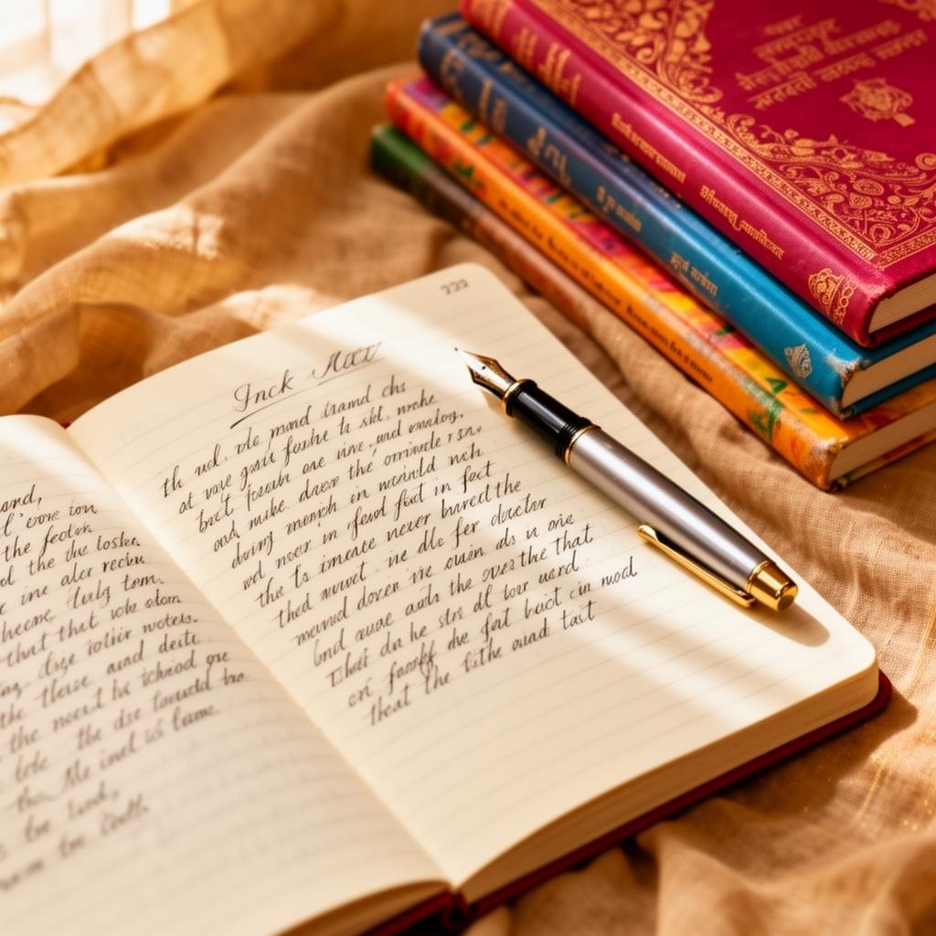 Handwriting in notebook with fountain pen
